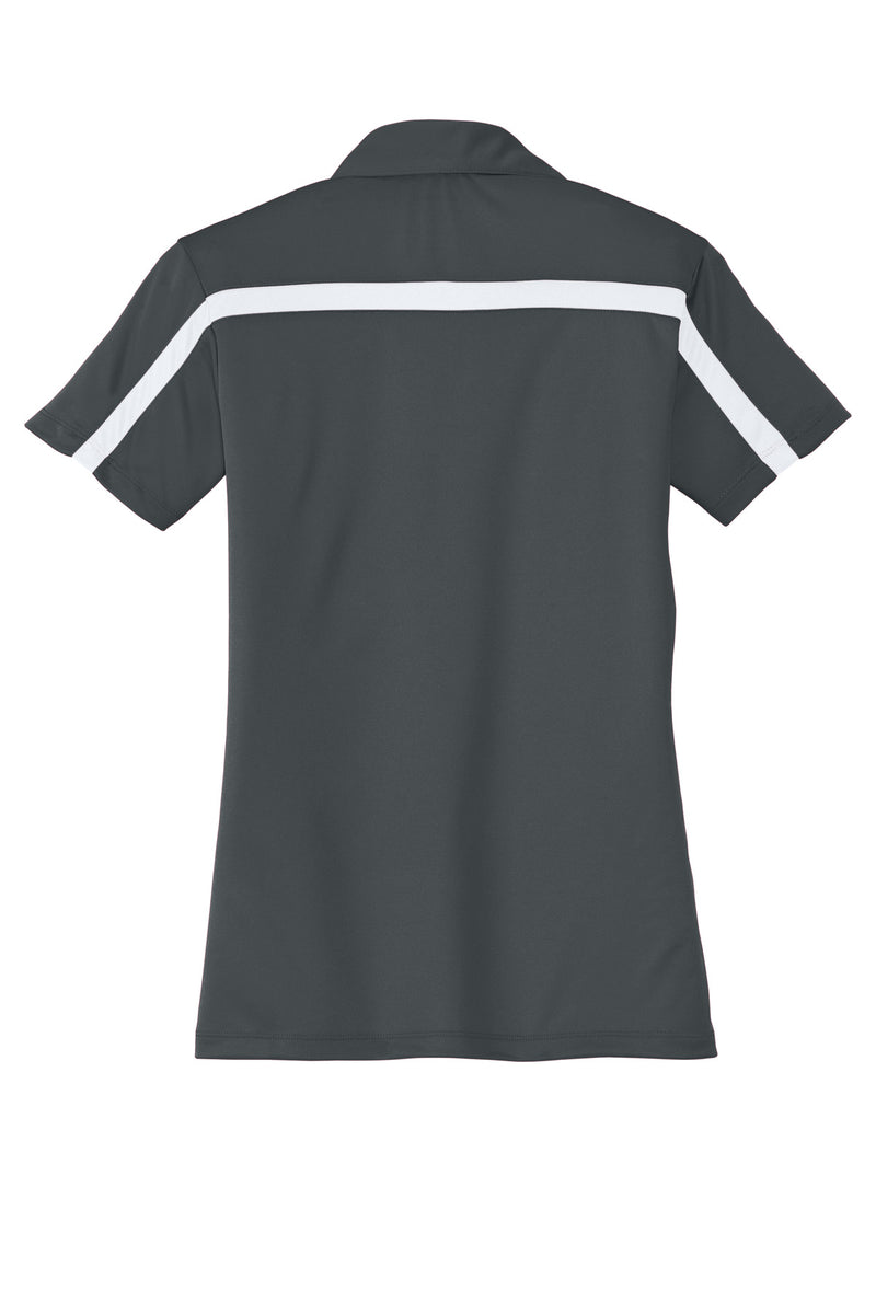 Port Authority Women's Silk Touch Performance Colorblock Stripe Polo - Steel Grey/ White