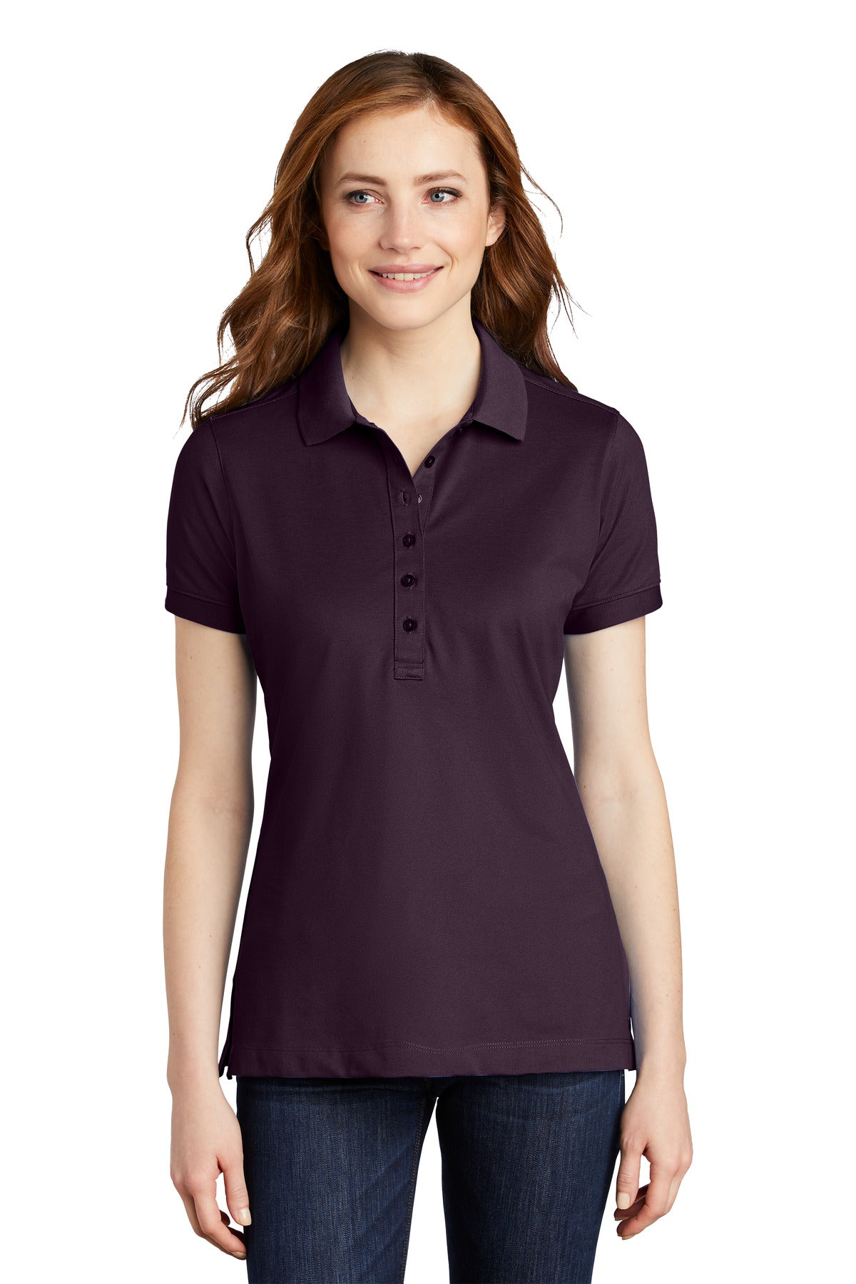 Port Authority Women's Stretch Pique Polo - Aubergine Purple