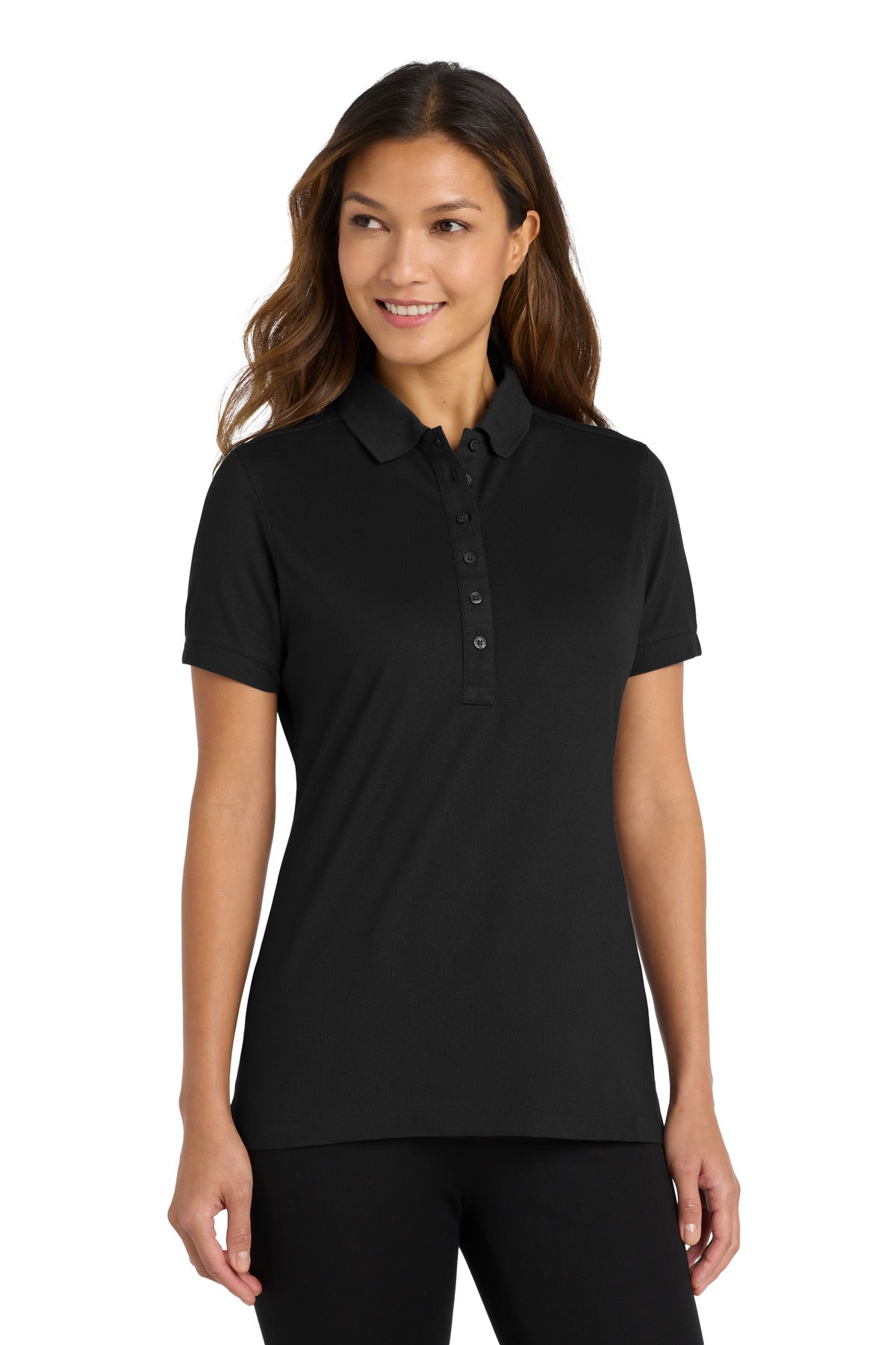 Port Authority Women's Stretch Pique Polo - Black