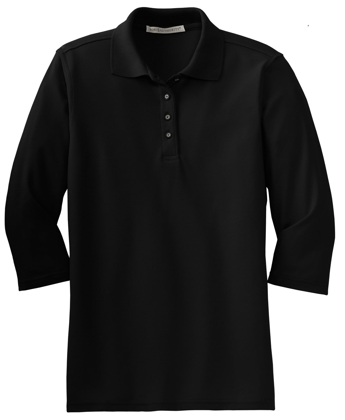 Port Authority Women's Silk Touch 3/4-Sleeve Polo - Black