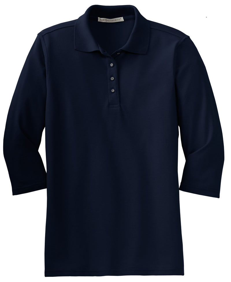 Port Authority Women's Silk Touch 3/4-Sleeve Polo - Navy