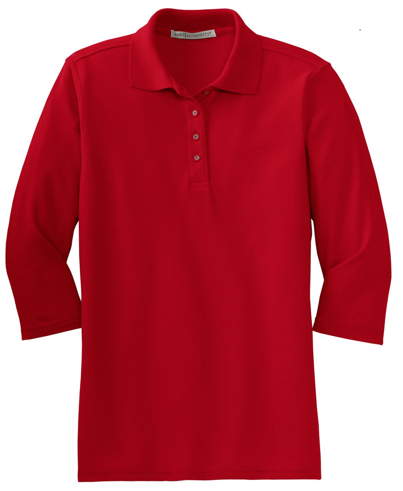 Port Authority Women's Silk Touch 3/4-Sleeve Polo - Red