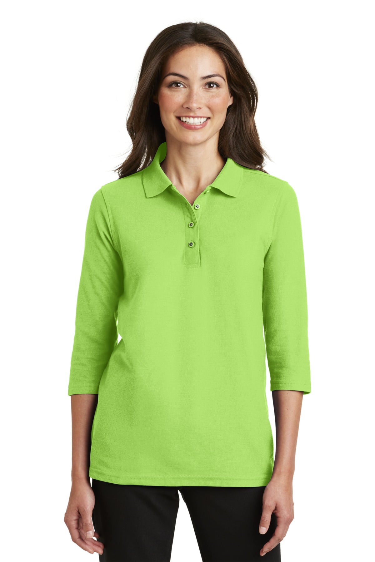Port Authority Women's Silk Touch 3/4-Sleeve Polo - Lime