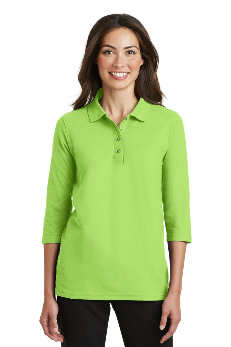 Port Authority Women's Silk Touch 3/4-Sleeve Polo - Lime