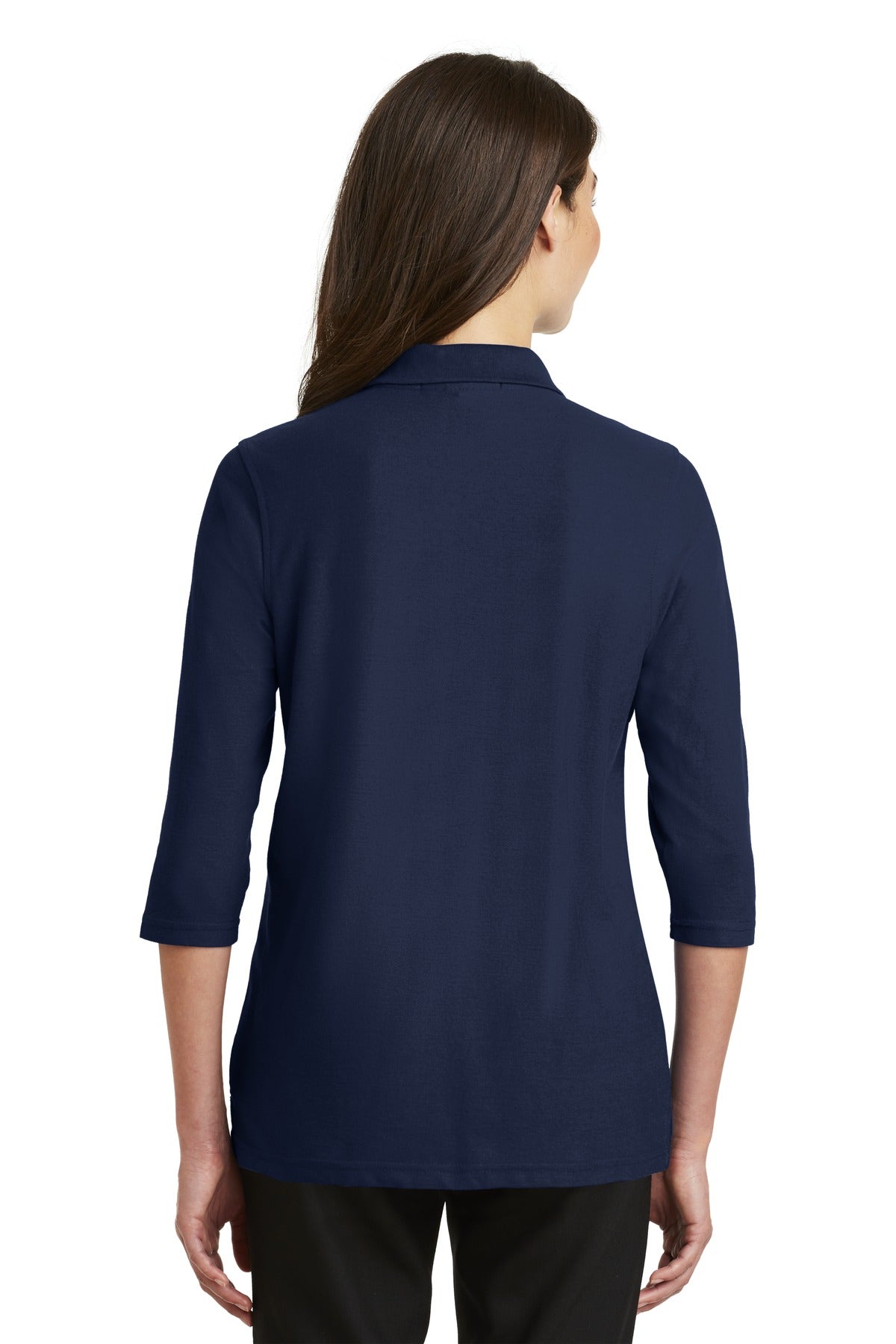 Port Authority Women's Silk Touch 3/4-Sleeve Polo - Navy