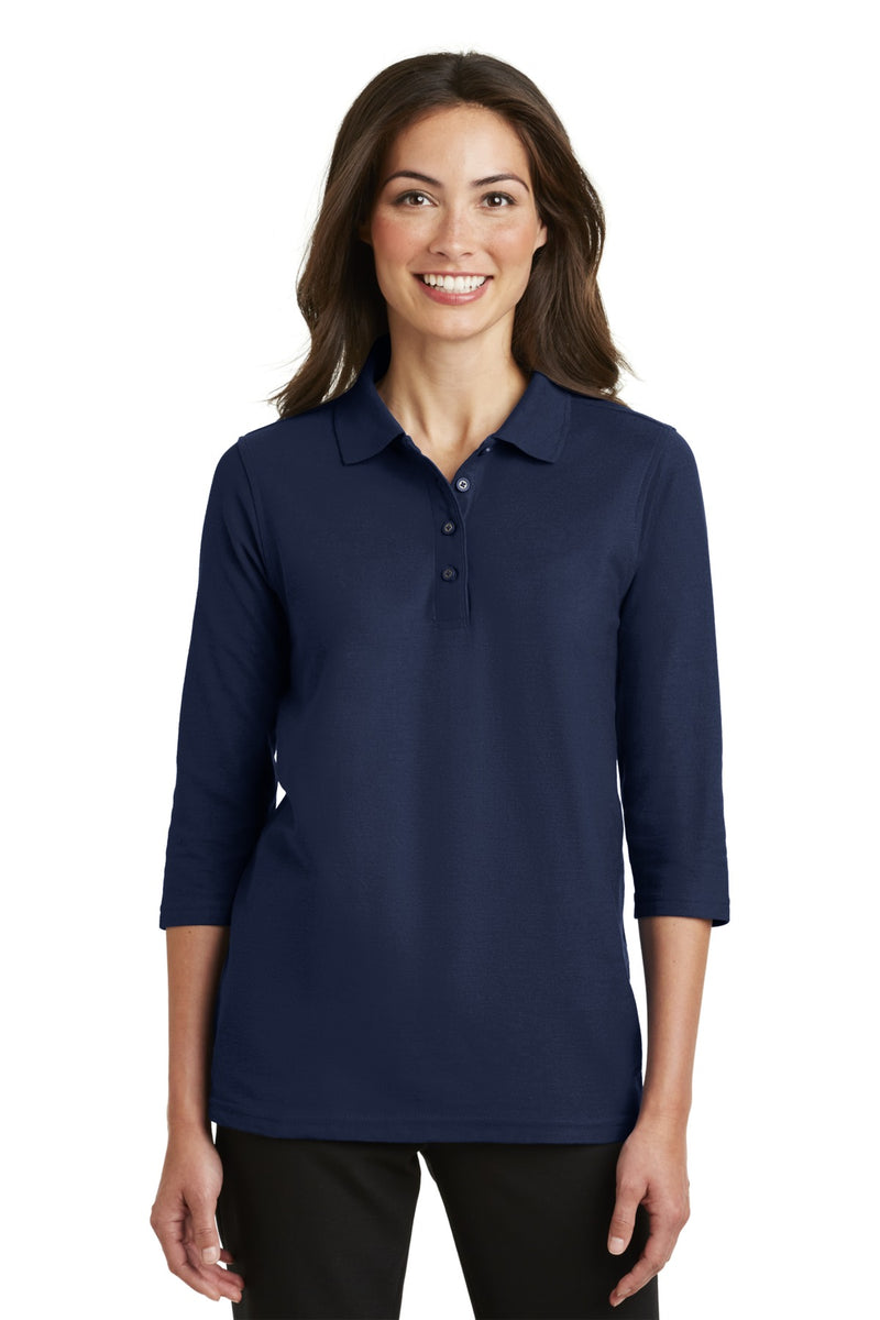 Port Authority Women's Silk Touch 3/4-Sleeve Polo - Navy