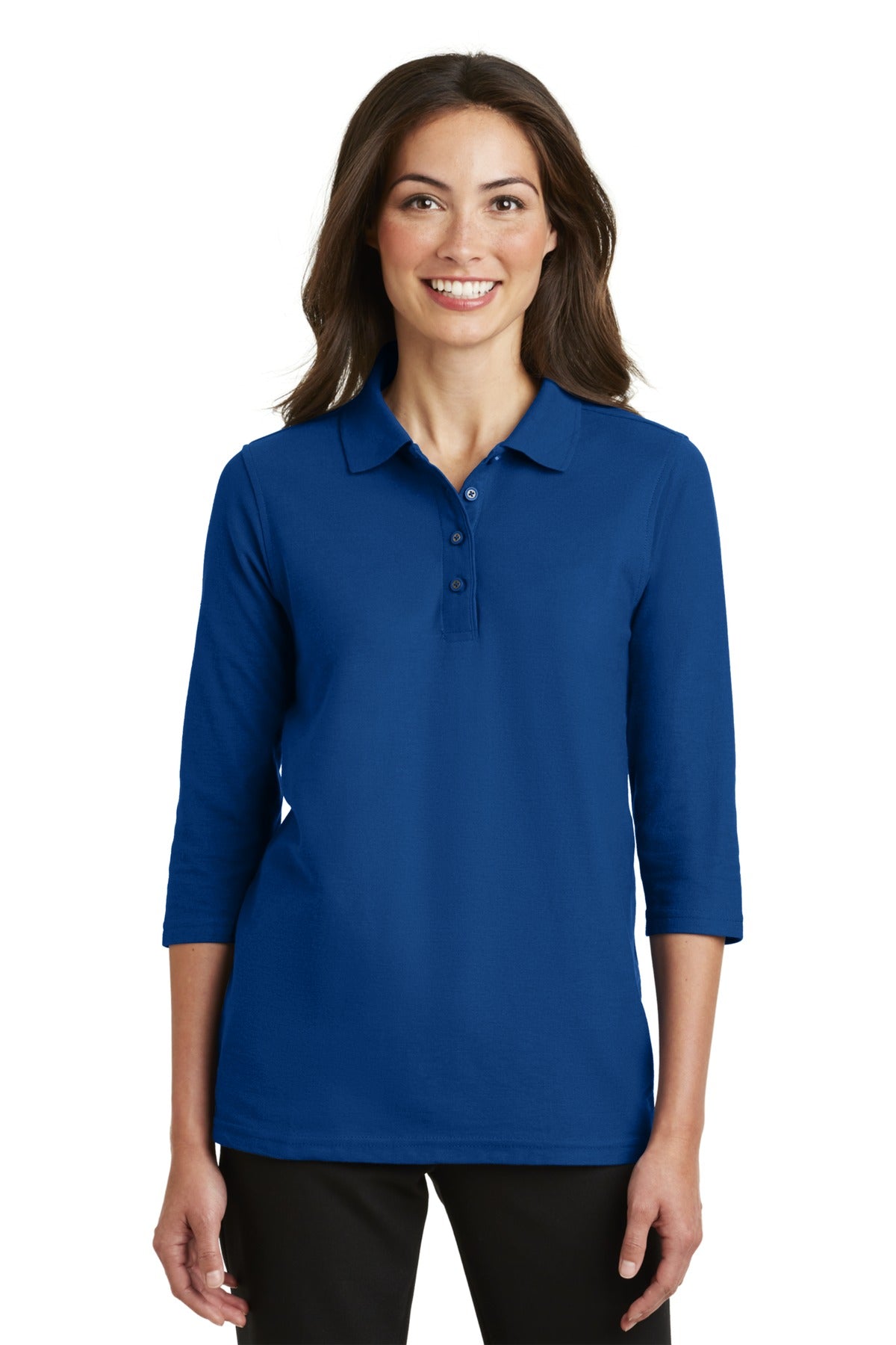 Port Authority Women's Silk Touch 3/4-Sleeve Polo - Royal