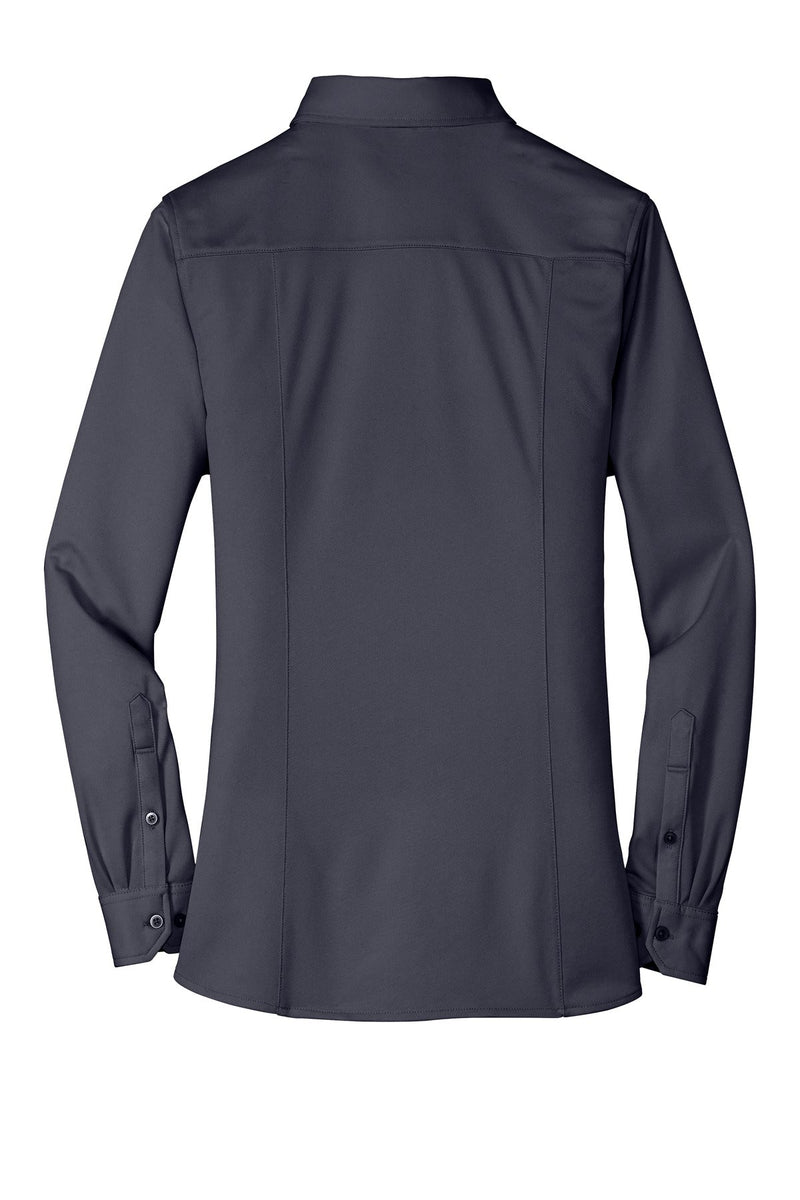 Port Authority Women's Dimension Knit Dress Shirt - Battleship Grey flat back