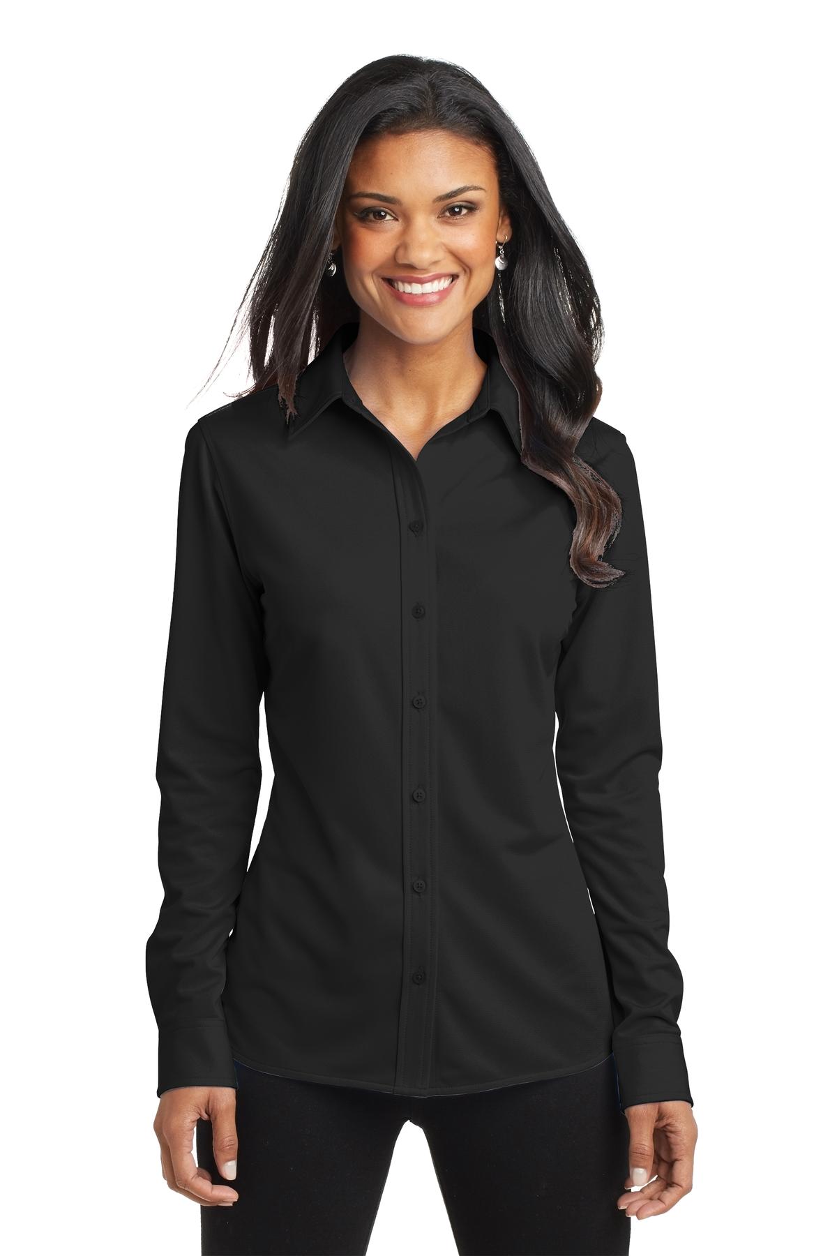 Port Authority Women's Dimension Knit Dress Shirt - Black