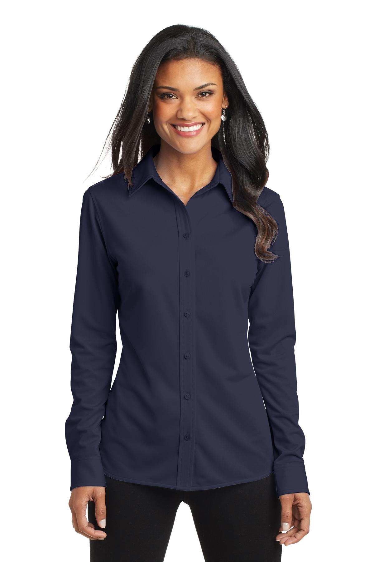 Port Authority Women's Dimension Knit Dress Shirt - Dark Navy