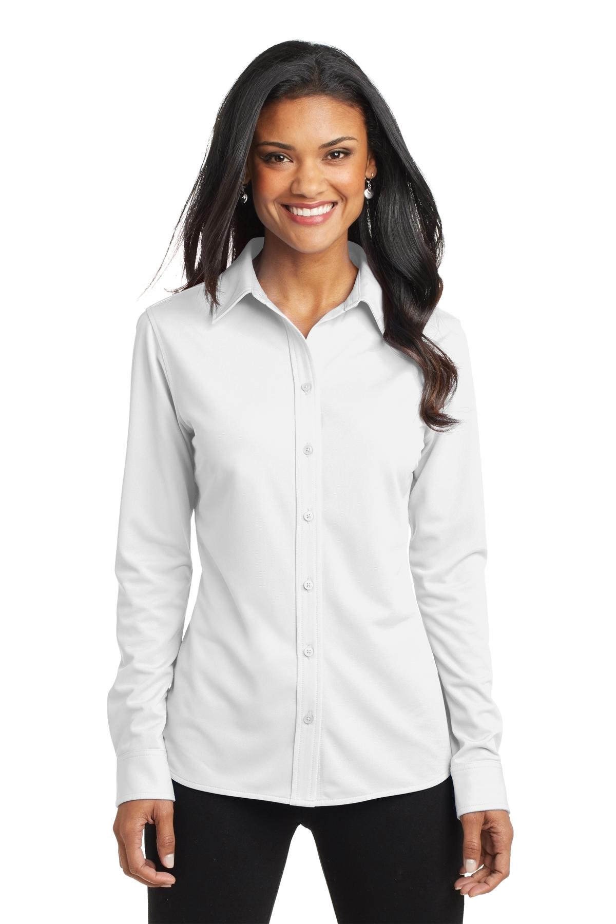 Port Authority Women's Dimension Knit Dress Shirt - White