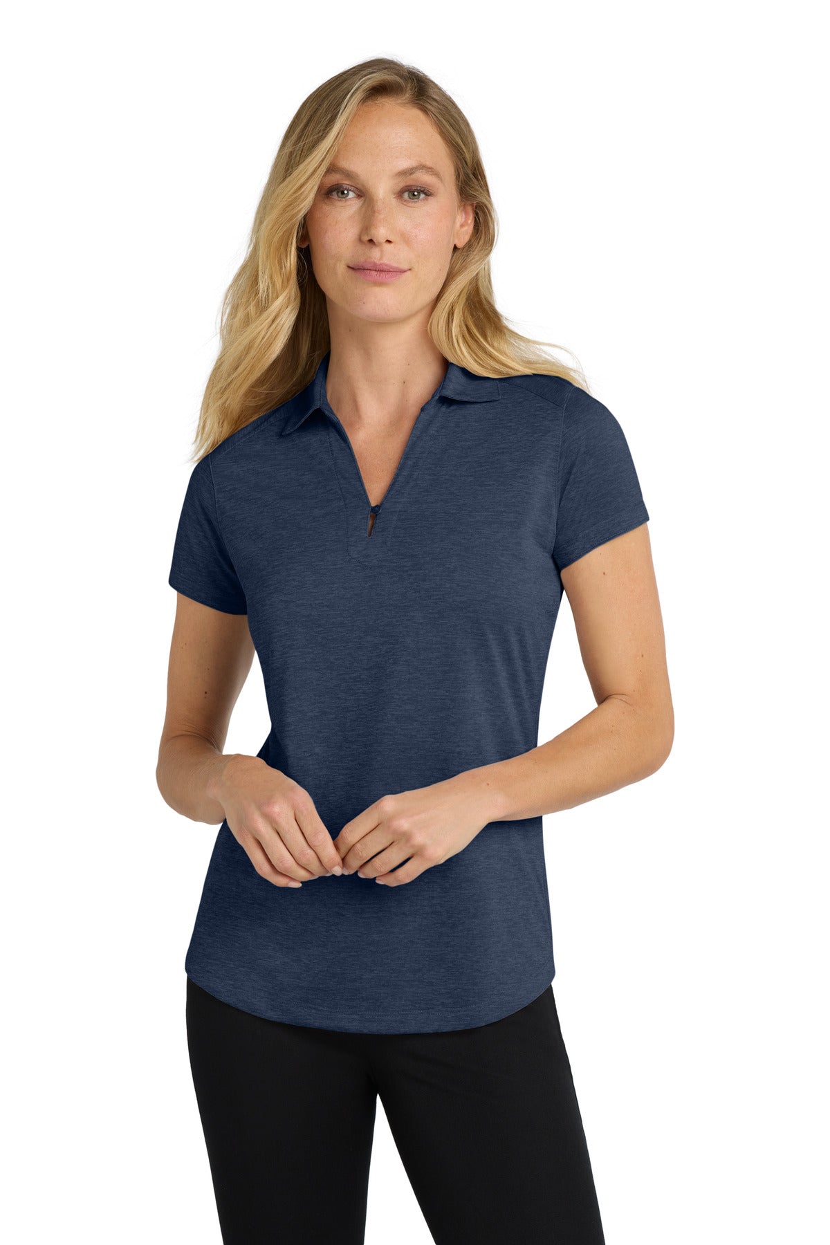 Port Authority Women's Digi Heather Performance Polo - Dress Blue Navy