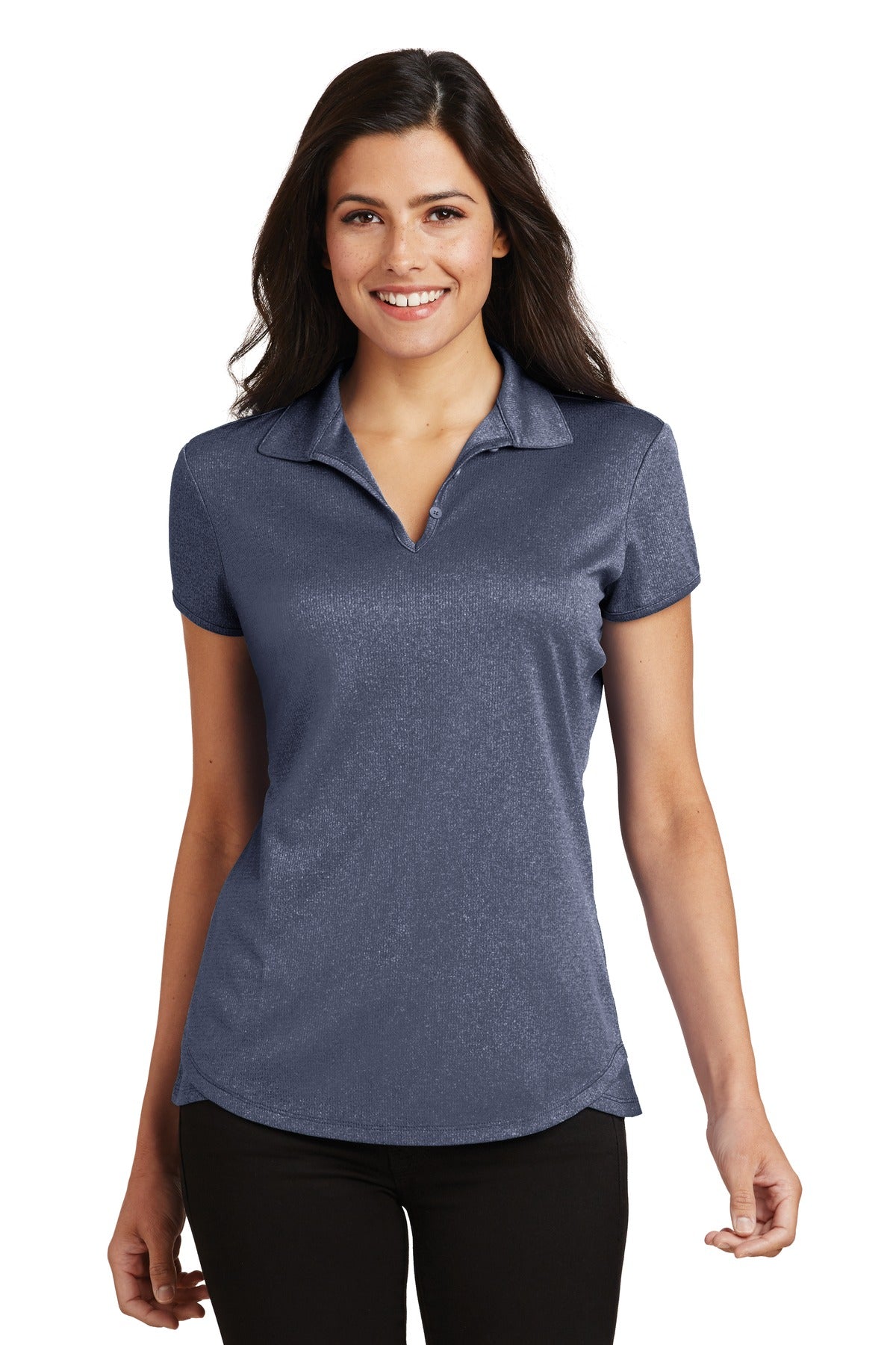 Port Authority Women's Trace Heather Polo - True Navy Heather