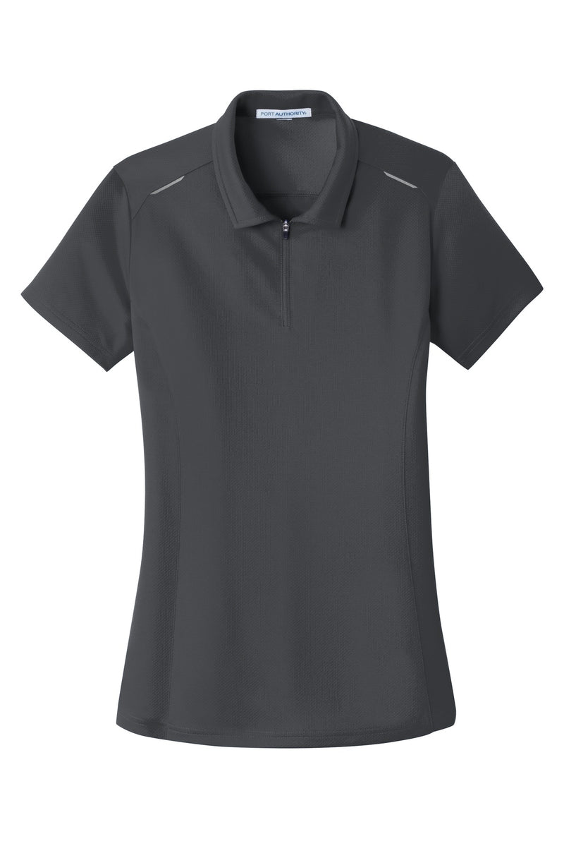Port Authority Women's Pinpoint Mesh Zip Polo - Battleship Grey