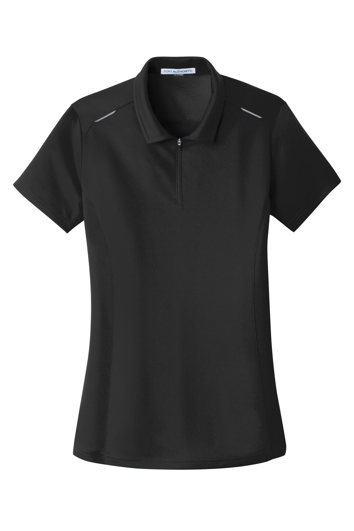 Port Authority Women's Pinpoint Mesh Zip Polo - Black