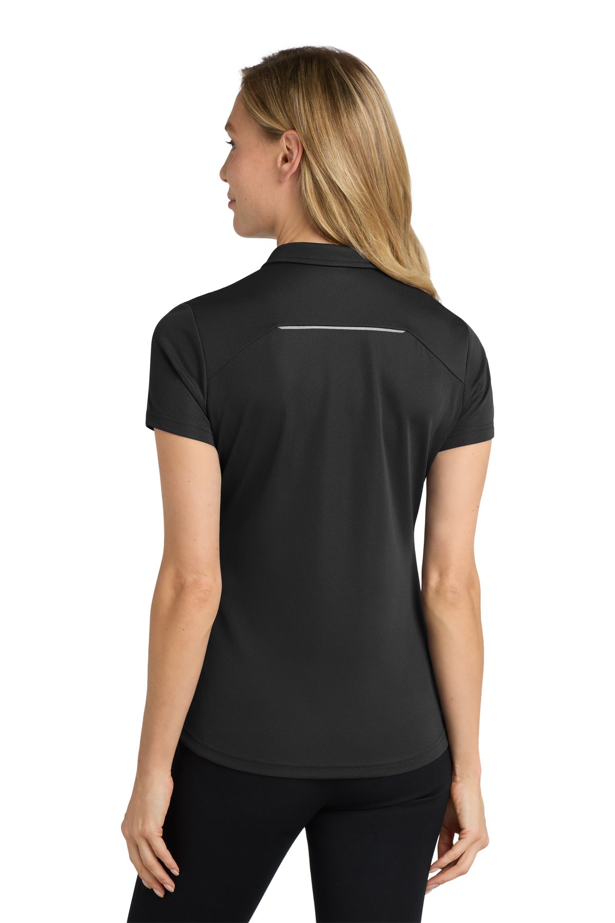 Port Authority Women's Pinpoint Mesh Zip Polo - Black