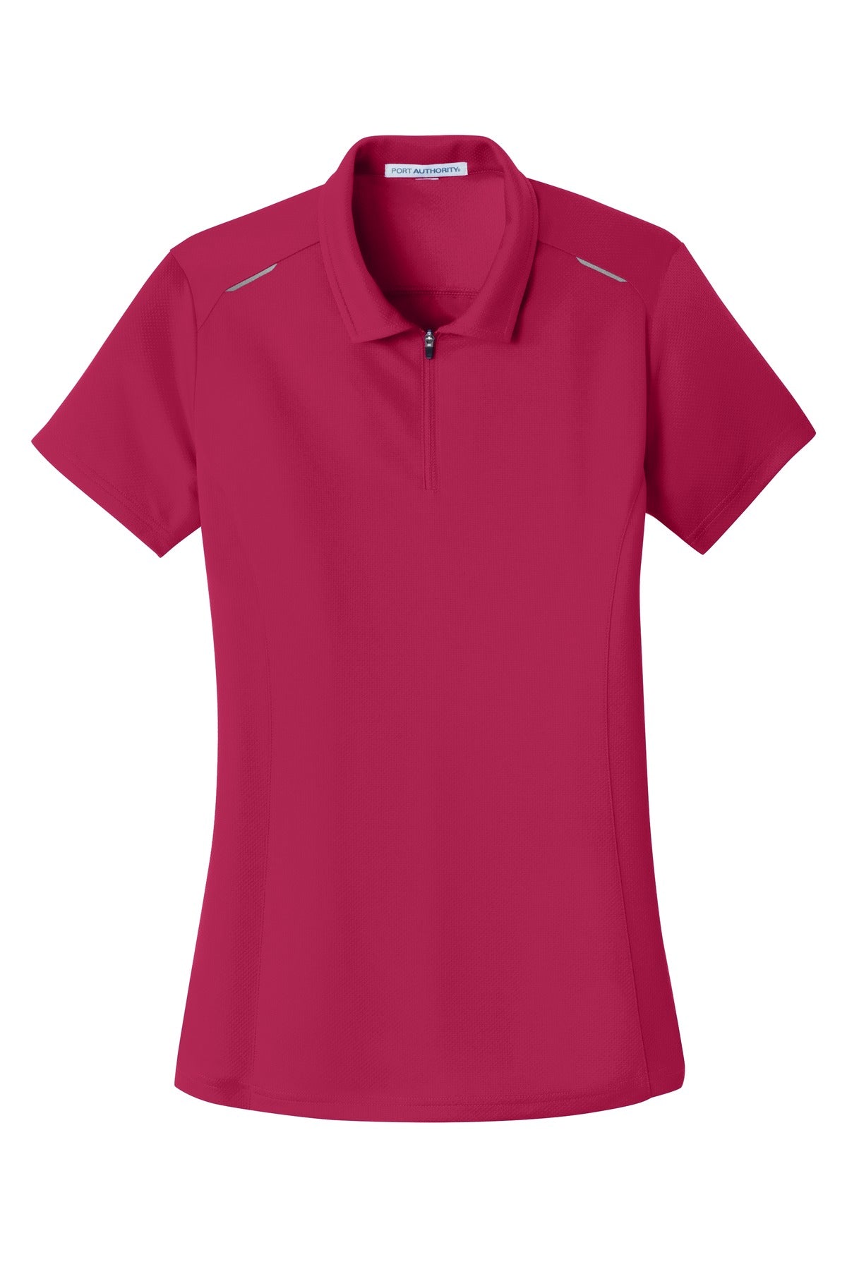 Port Authority Women's Pinpoint Mesh Zip Polo - Dark Fuchsia