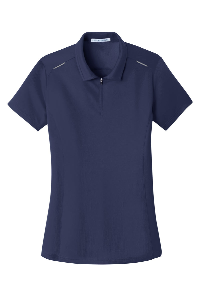 Port Authority Women's Pinpoint Mesh Zip Polo - True Navy
