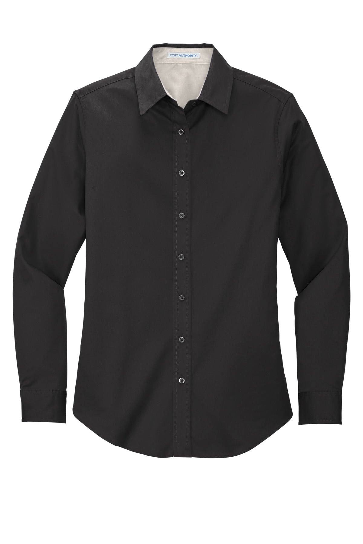 Port Authority Women's Long Sleeve Easy Care Shirt - Black/ Light Stone