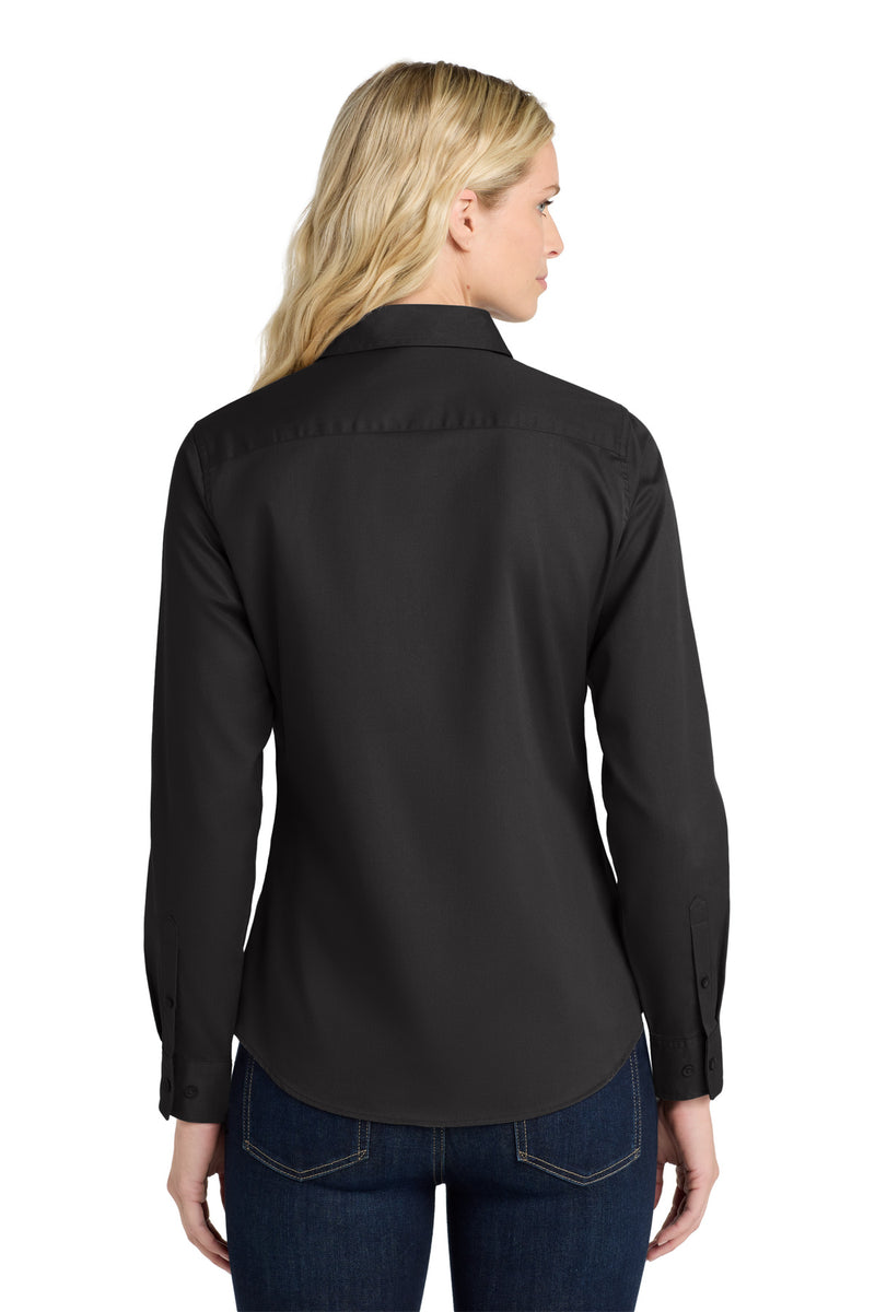 Port Authority Women's Long Sleeve Easy Care Shirt - Black/ Light Stone
