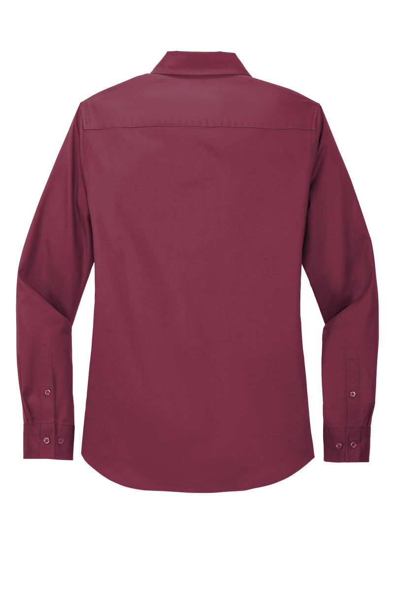 Port Authority Women's Long Sleeve Easy Care Shirt - Burgundy/ Light Stone