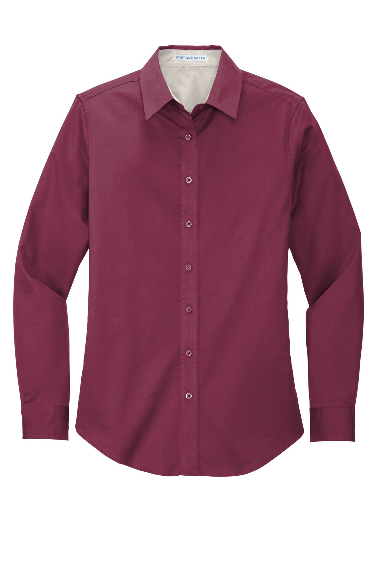 Port Authority Women's Long Sleeve Easy Care Shirt - Burgundy/ Light Stone