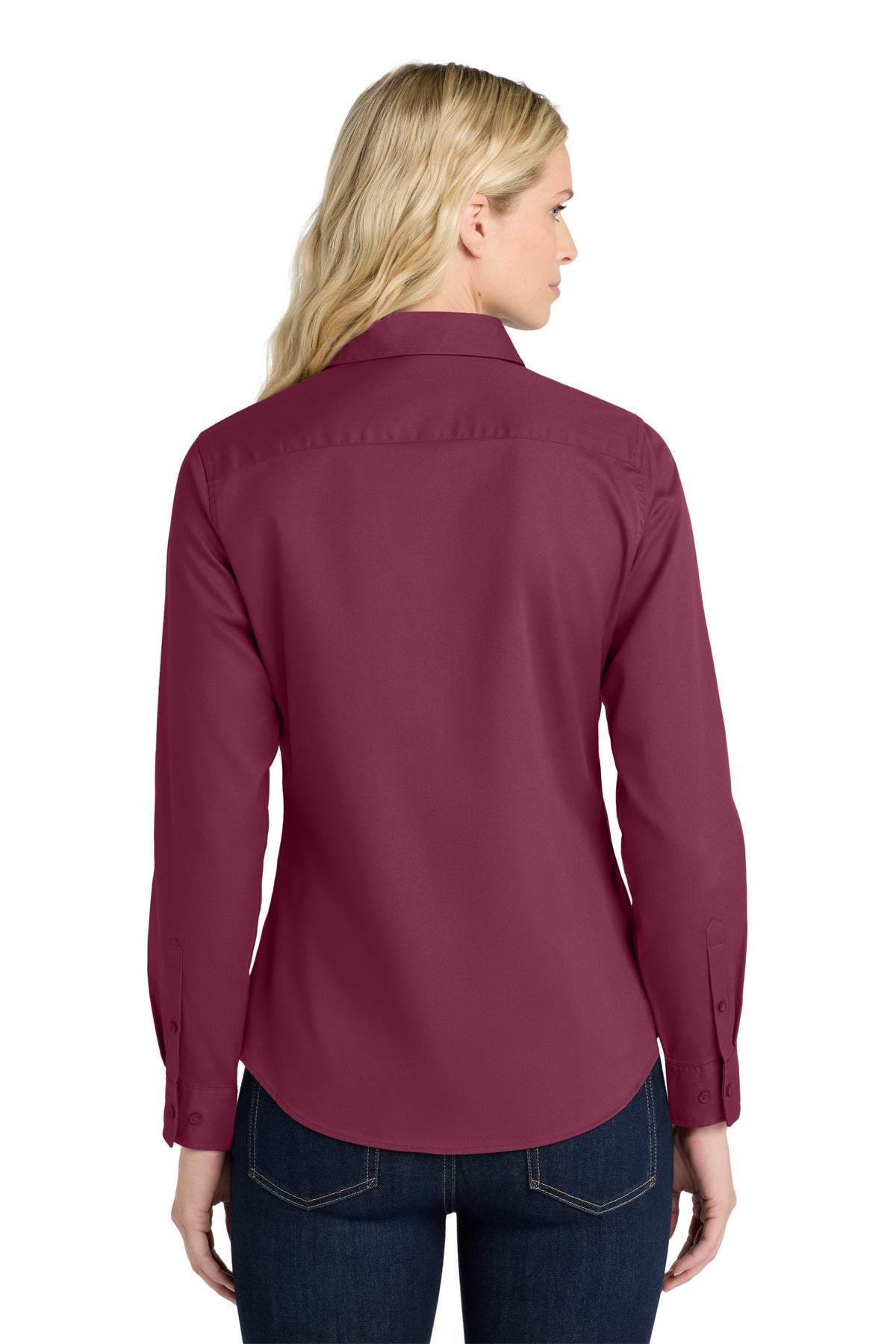 Port Authority Women's Long Sleeve Easy Care Shirt - Burgundy/ Light Stone