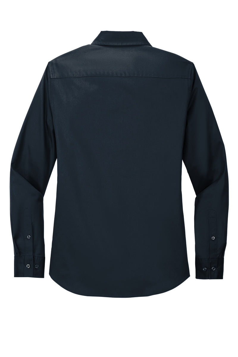 Port Authority Women's Long Sleeve Easy Care Shirt - Classic Navy/ Light Stone