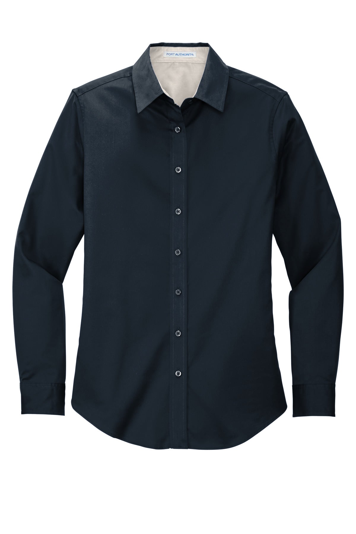 Port Authority Women's Long Sleeve Easy Care Shirt - Classic Navy/ Light Stone