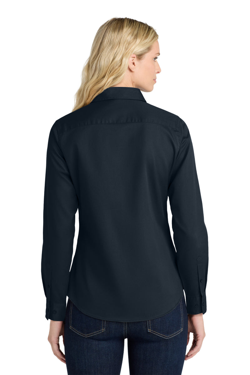 Port Authority Women's Long Sleeve Easy Care Shirt - Classic Navy/ Light Stone