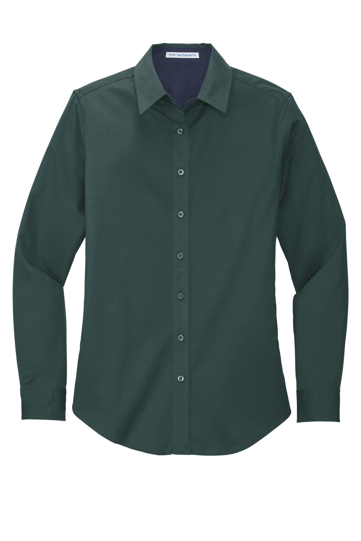 Port Authority Women's Long Sleeve Easy Care Shirt - Dark Green/ Navy