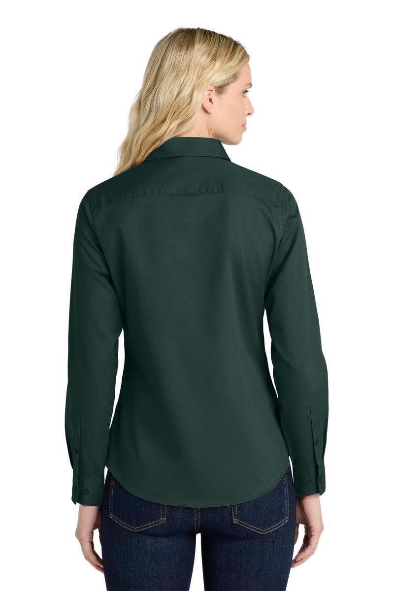 Port Authority Women's Long Sleeve Easy Care Shirt - Dark Green/ Navy