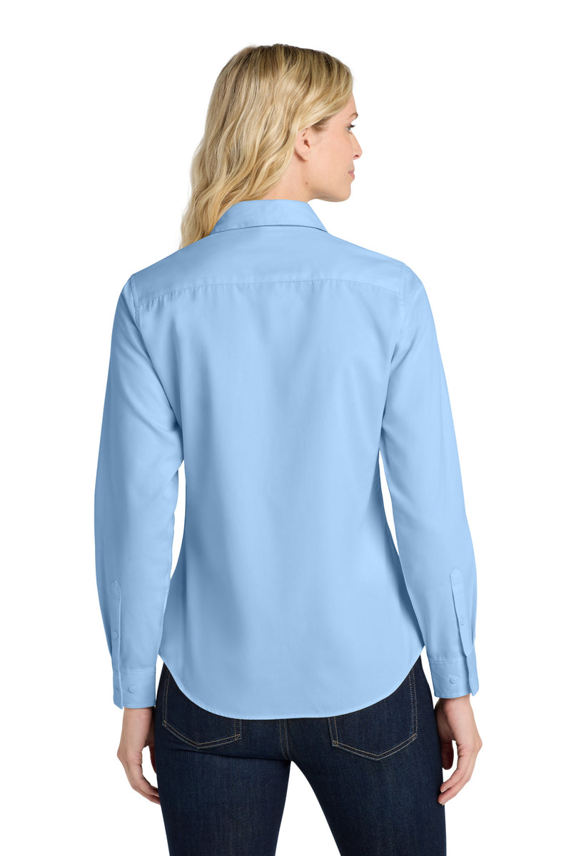 Port Authority Women's Long Sleeve Easy Care Shirt - Light Blue/ Light Stone