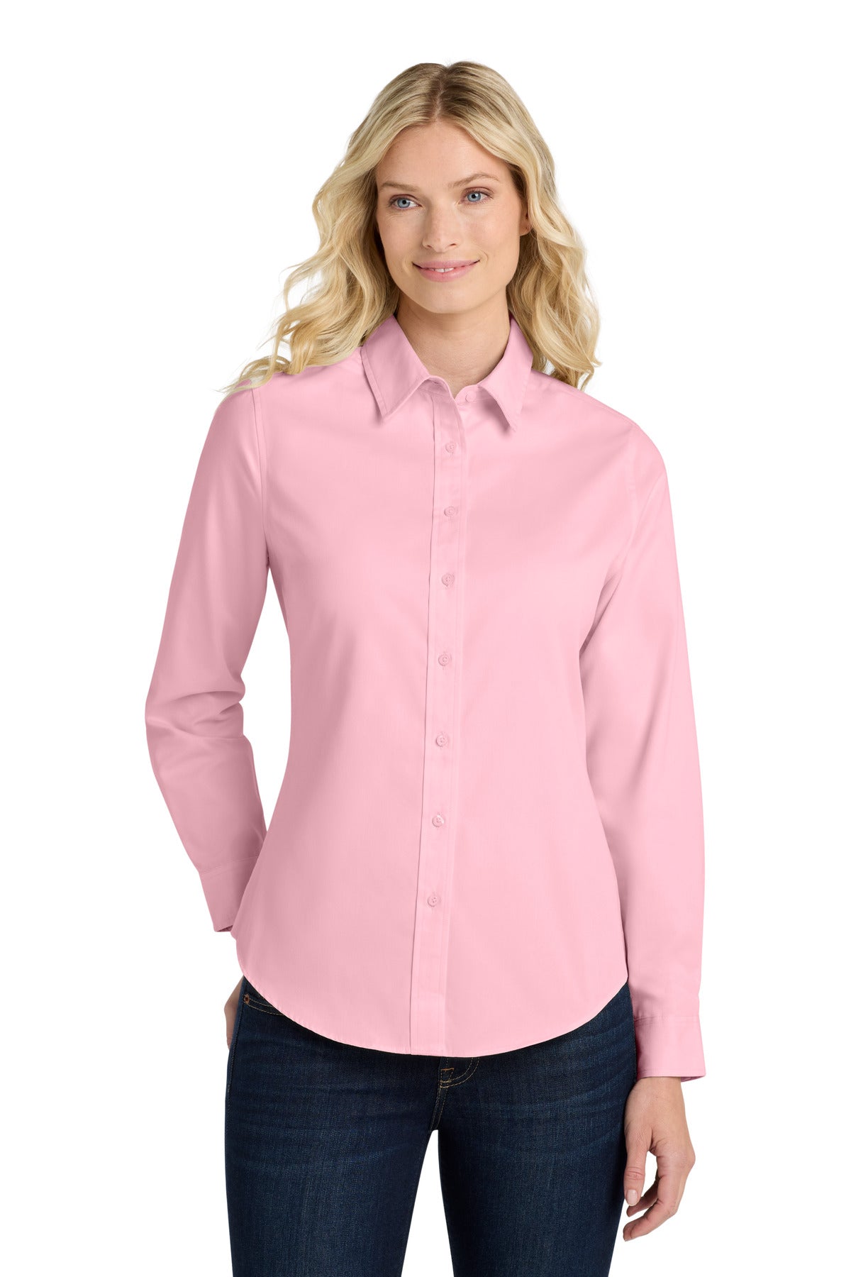 Port Authority Women's Long Sleeve Easy Care Shirt - Light Pink
