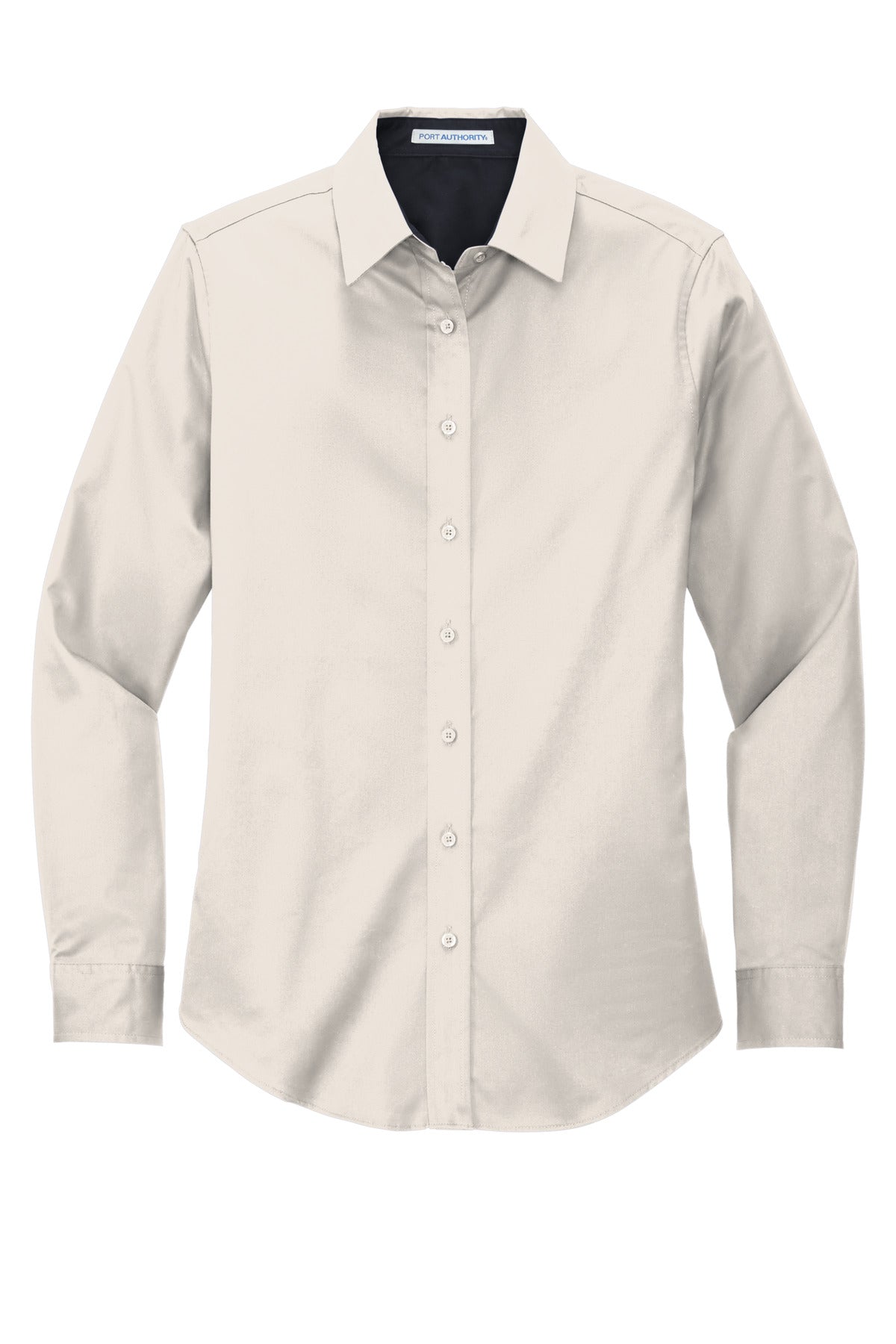 Port Authority Women's Long Sleeve Easy Care Shirt - Light Stone/ Classic Navy