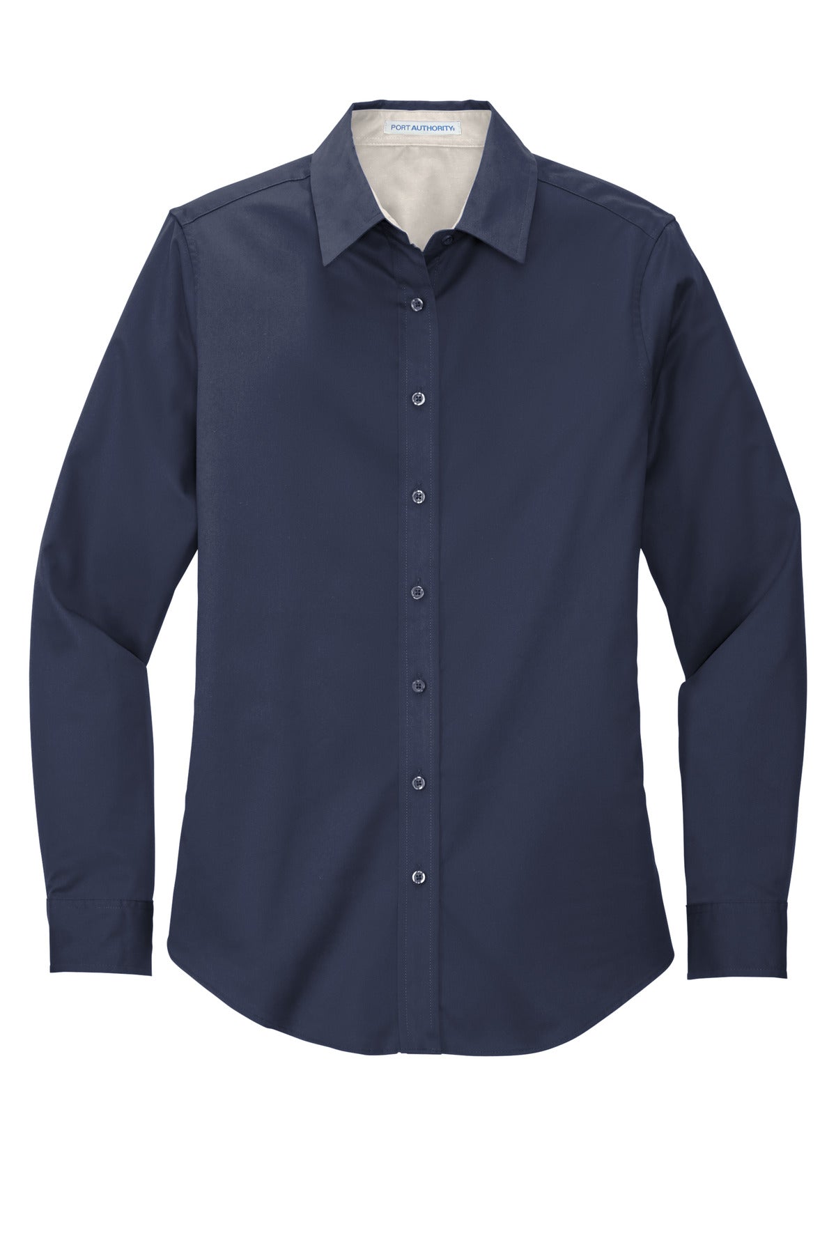 Port Authority Women's Long Sleeve Easy Care Shirt - Navy/ Light Stone
