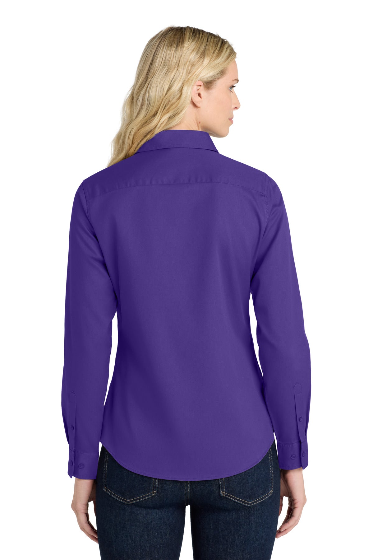 Port Authority Women's Long Sleeve Easy Care Shirt - Purple/ Light Stone