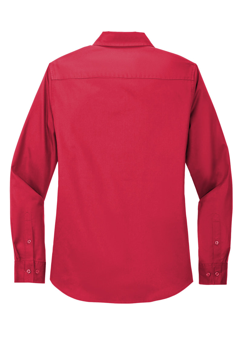 Port Authority Women's Long Sleeve Easy Care Shirt - Red/ Light Stone