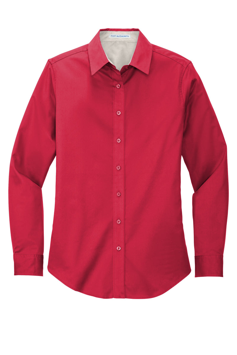 Port Authority Women's Long Sleeve Easy Care Shirt - Red/ Light Stone