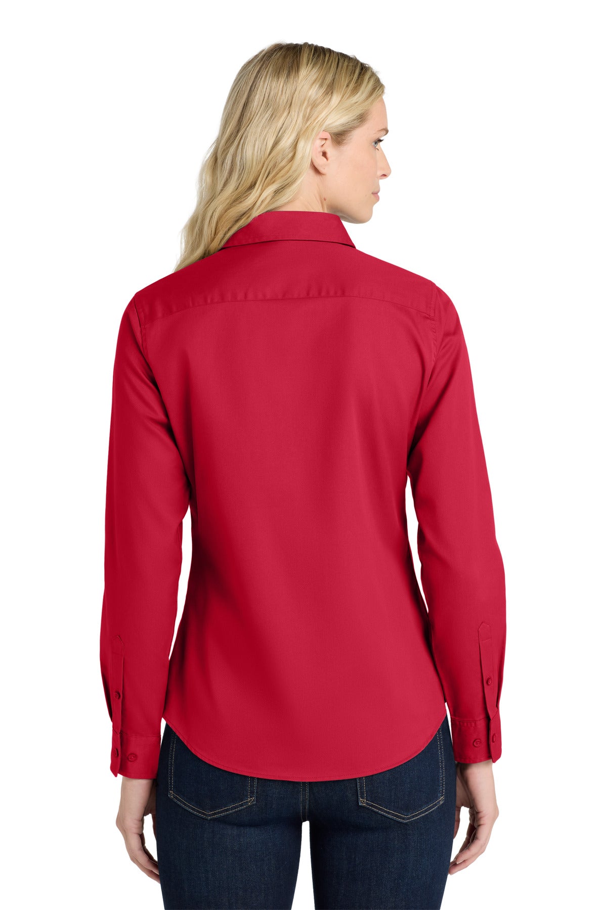 Port Authority Women's Long Sleeve Easy Care Shirt - Red/ Light Stone