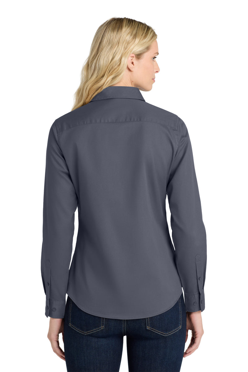 Port Authority Women's Long Sleeve Easy Care Shirt - Steel Grey/ Light Stone