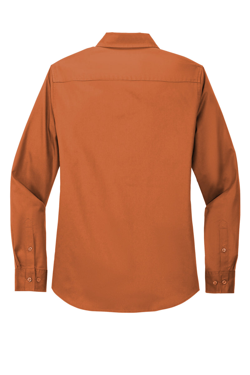 Port Authority Women's Long Sleeve Easy Care Shirt - Texas Orange/ Light Stone