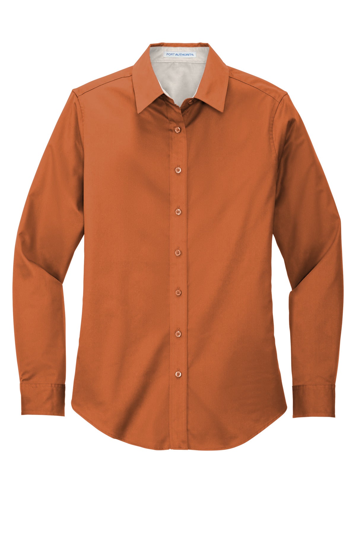 Port Authority Women's Long Sleeve Easy Care Shirt - Texas Orange/ Light Stone