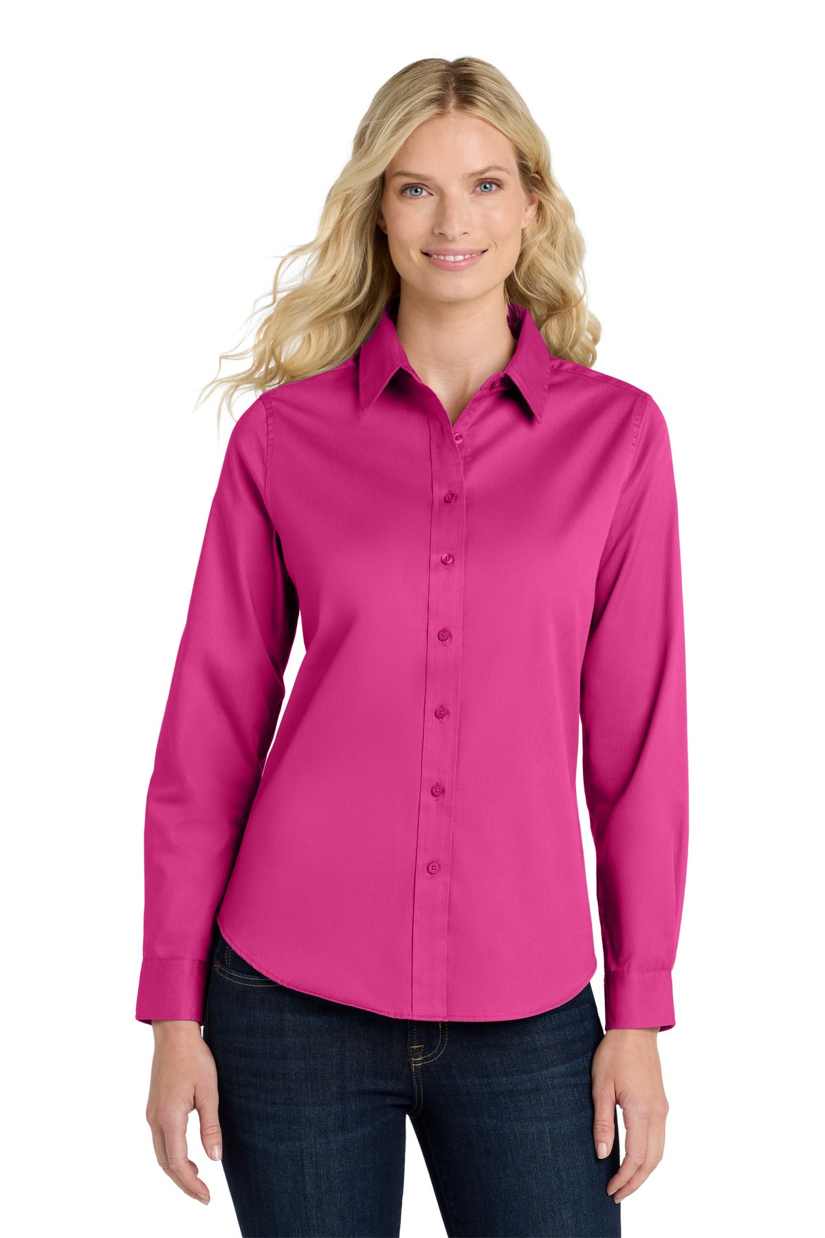 Port Authority Women's Long Sleeve Easy Care Shirt - Tropical Pink