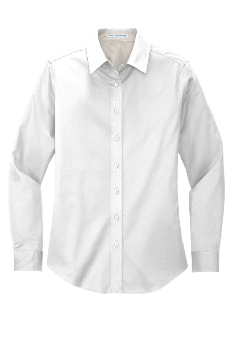 Port Authority Women's Long Sleeve Easy Care Shirt - White/ Light Stone