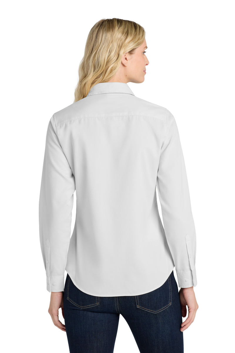 Port Authority Women's Long Sleeve Easy Care Shirt - White/ Light Stone