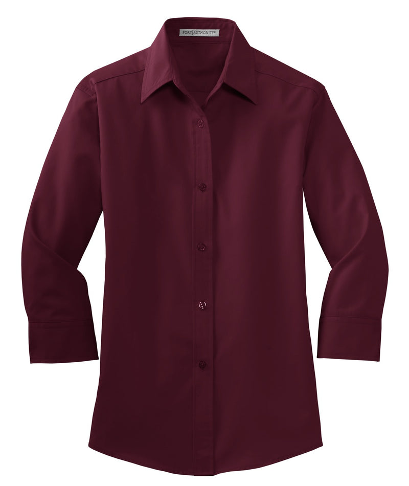 Port Authority Women's 3/4-Sleeve Easy Care Shirt - Burgundy