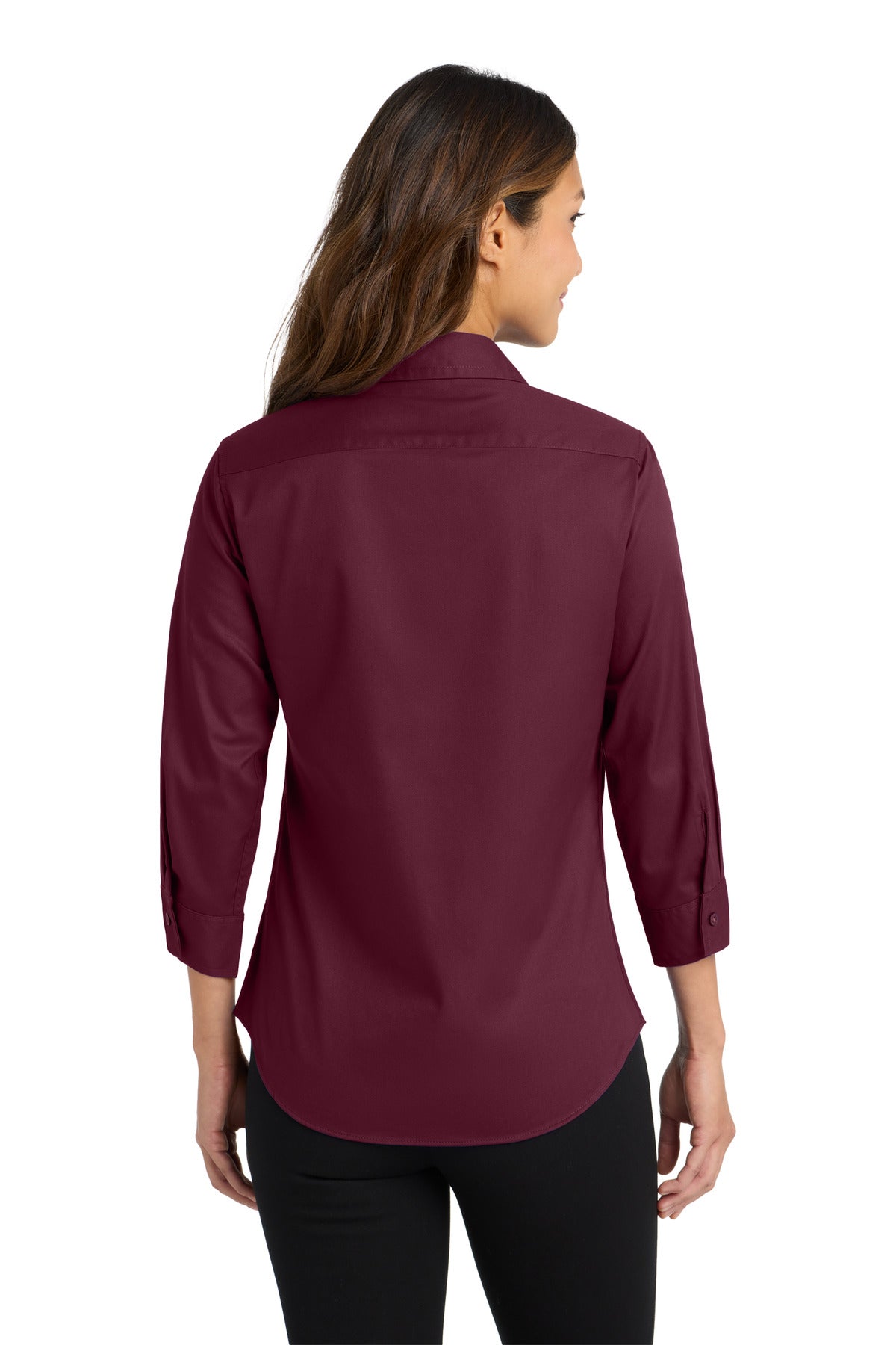 Port Authority Women's 3/4-Sleeve Easy Care Shirt - Burgundy