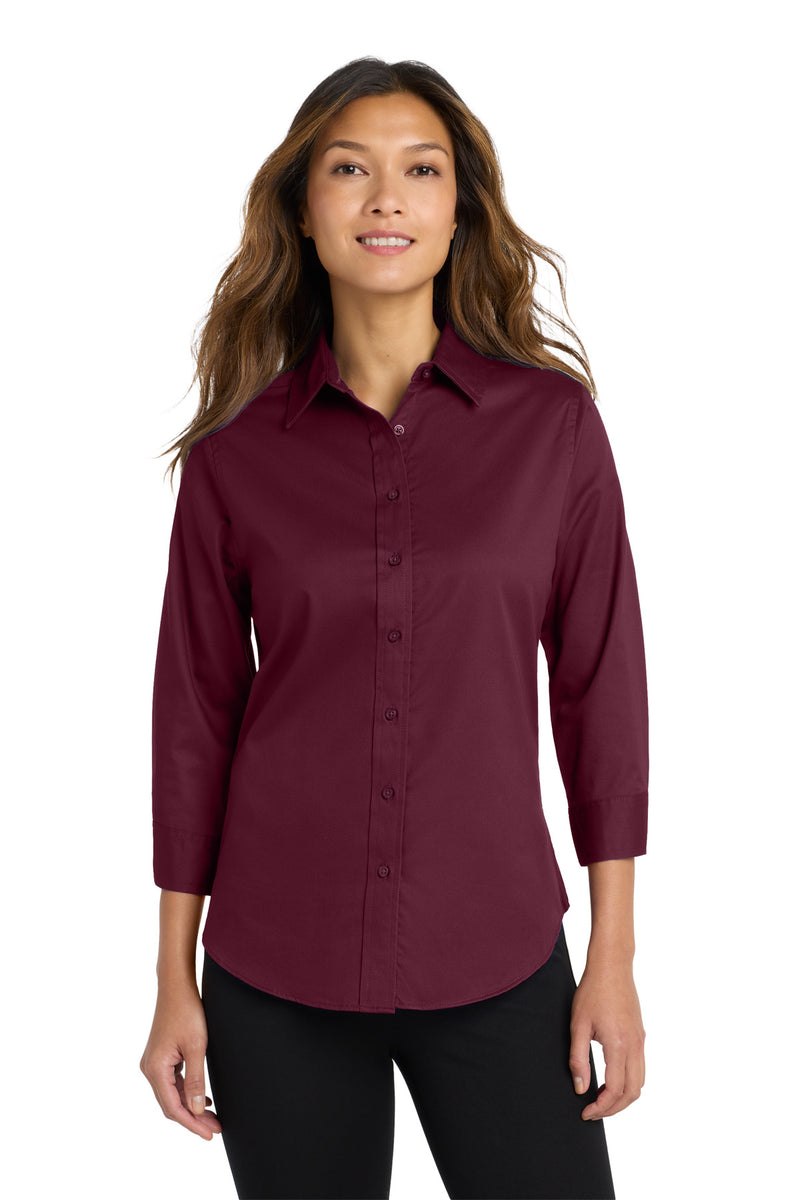 Port Authority Women's 3/4-Sleeve Easy Care Shirt - Burgundy