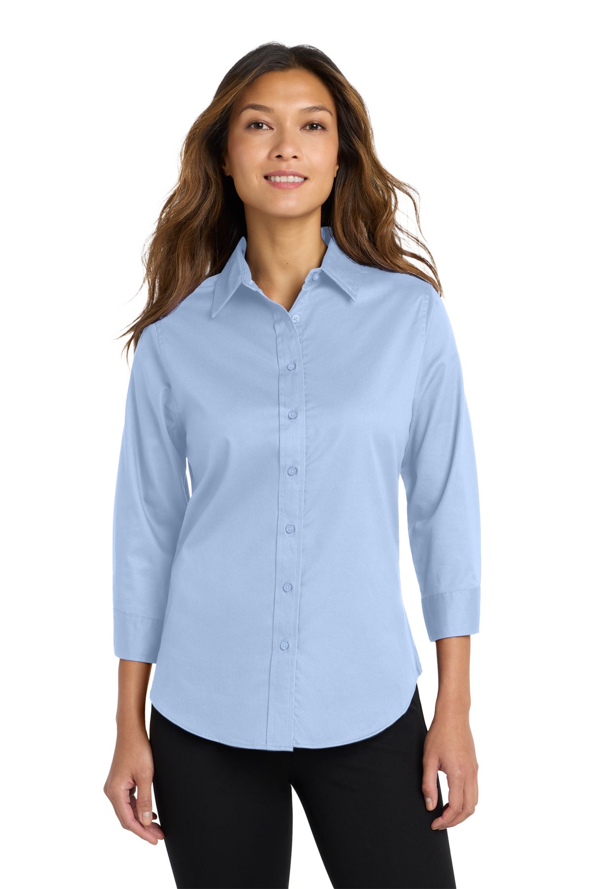 Port Authority Women's 3/4-Sleeve Easy Care Shirt - Light Blue